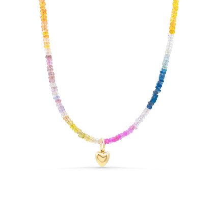 Love Frequency Heart Sapphire Necklace by Earthly Abundance featuring a heart-shaped sapphire pendant on a delicate chain.