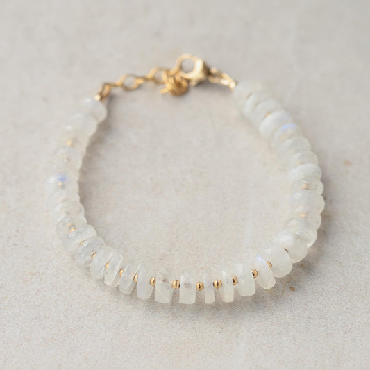 Creamy Moonstone Bracelet – Genuine Moonstone Bracelet, Gold Filled Adjustable Bracelet, Feminine Gemstone Jewelry, Layering Bracelet