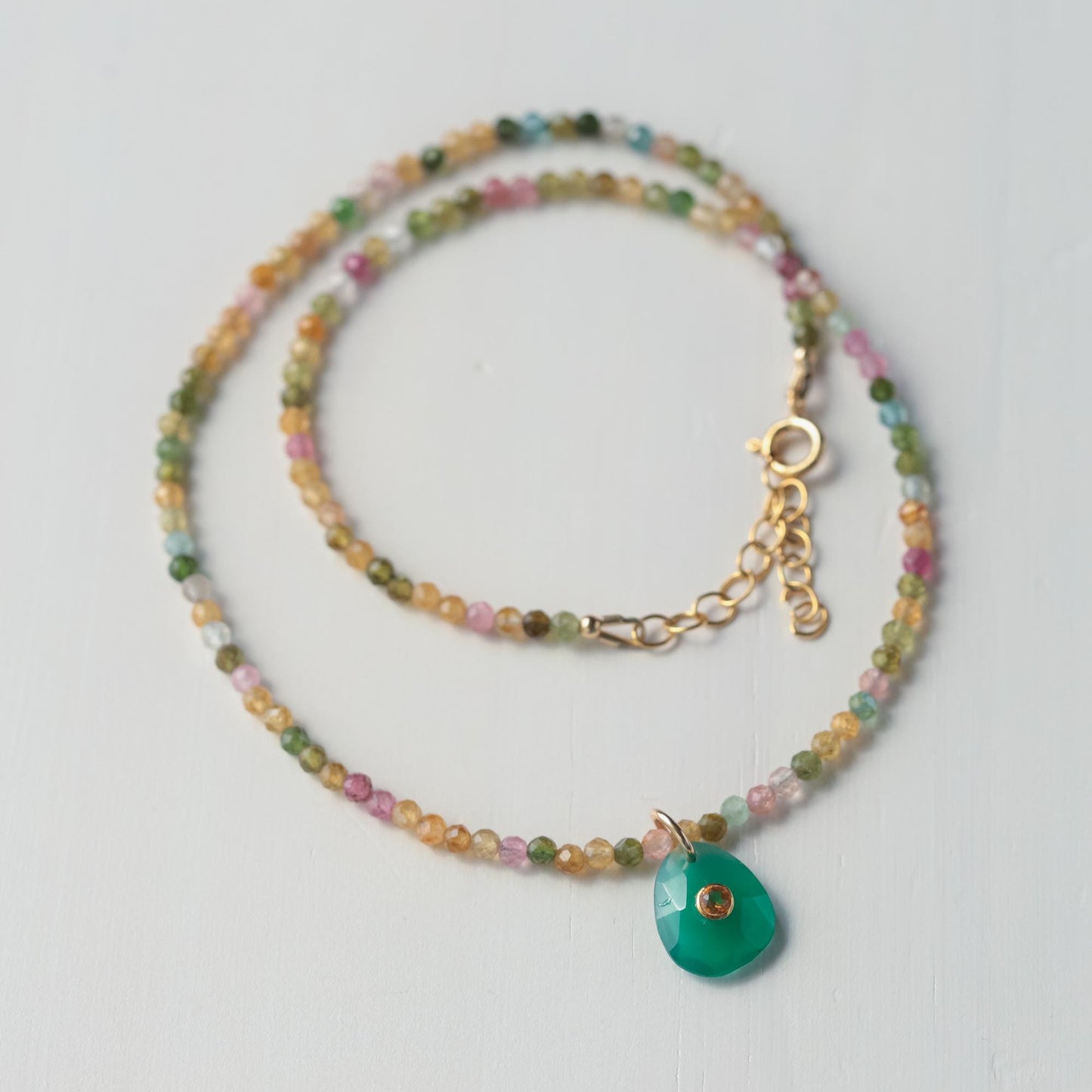 Sunlit Eden Necklace Mixed Tourmaline Necklace – Candy Tourmaline Necklace, Green Onyx Pendant, Citrine Necklace, green onyx citrine