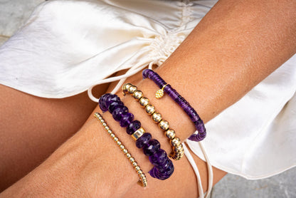 Amethyst Heishi Leaf Bracelet