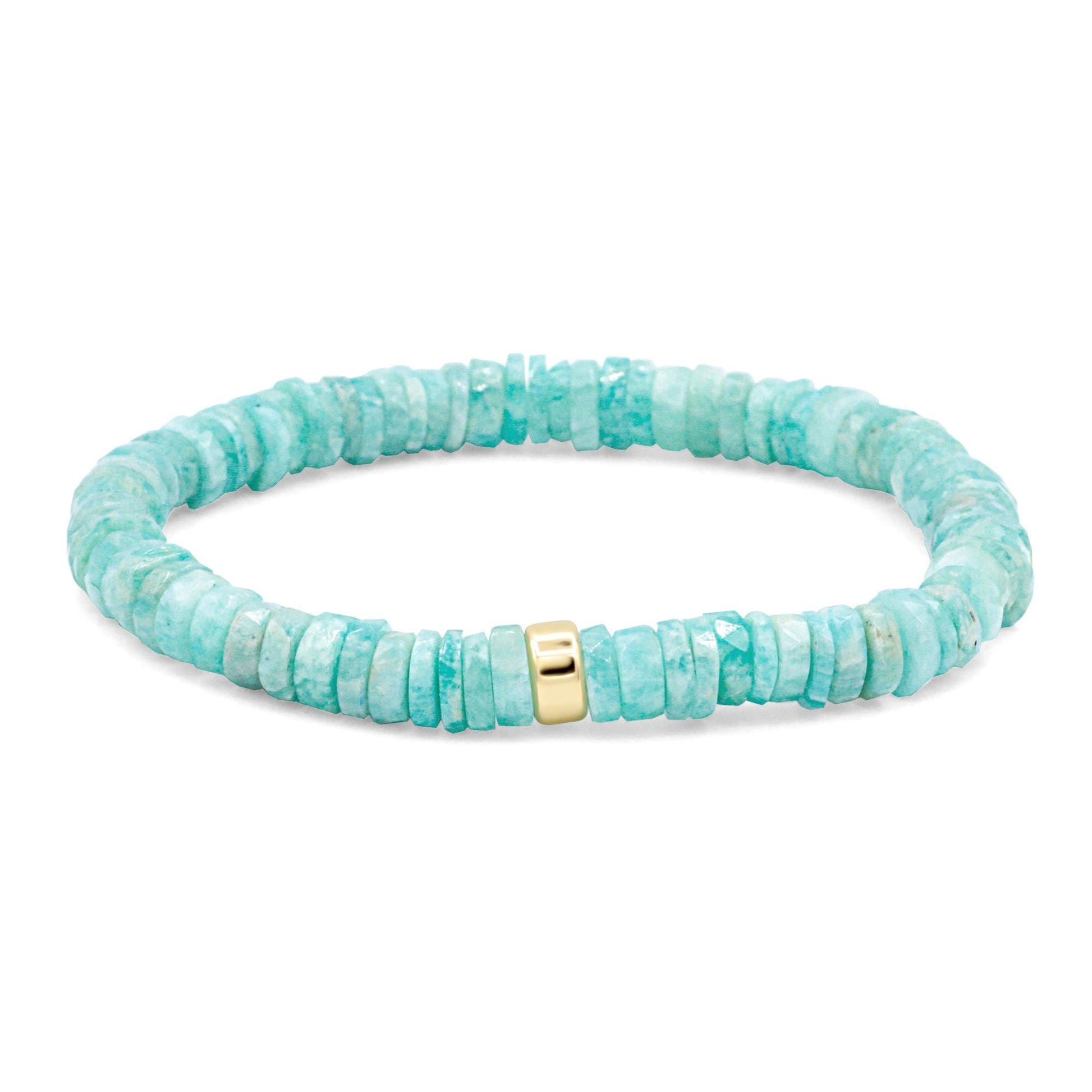 Amazonite Bracelet 6mm – Blue Green Gemstone Bracelet [EBAM4573], Stretch Beaded Bracelet, Dainty Stackable Jewelry