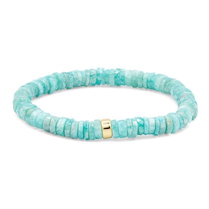 Amazonite Bracelet 6mm – Blue Green Gemstone Bracelet [EBAM4573], Stretch Beaded Bracelet, Dainty Stackable Jewelry