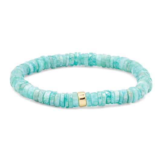 Amazonite Bracelet 6mm – Blue Green Gemstone Bracelet [EBAM4573], Stretch Beaded Bracelet, Dainty Stackable Jewelry