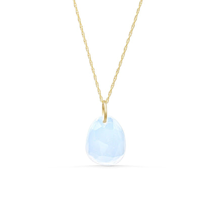 Lavender Chalcedony Pendant, Genuine Purple Chalcedony Necklace, 14K Gold Pendant, Delicate Gemstone Necklace, Lavender Stone Jewelry