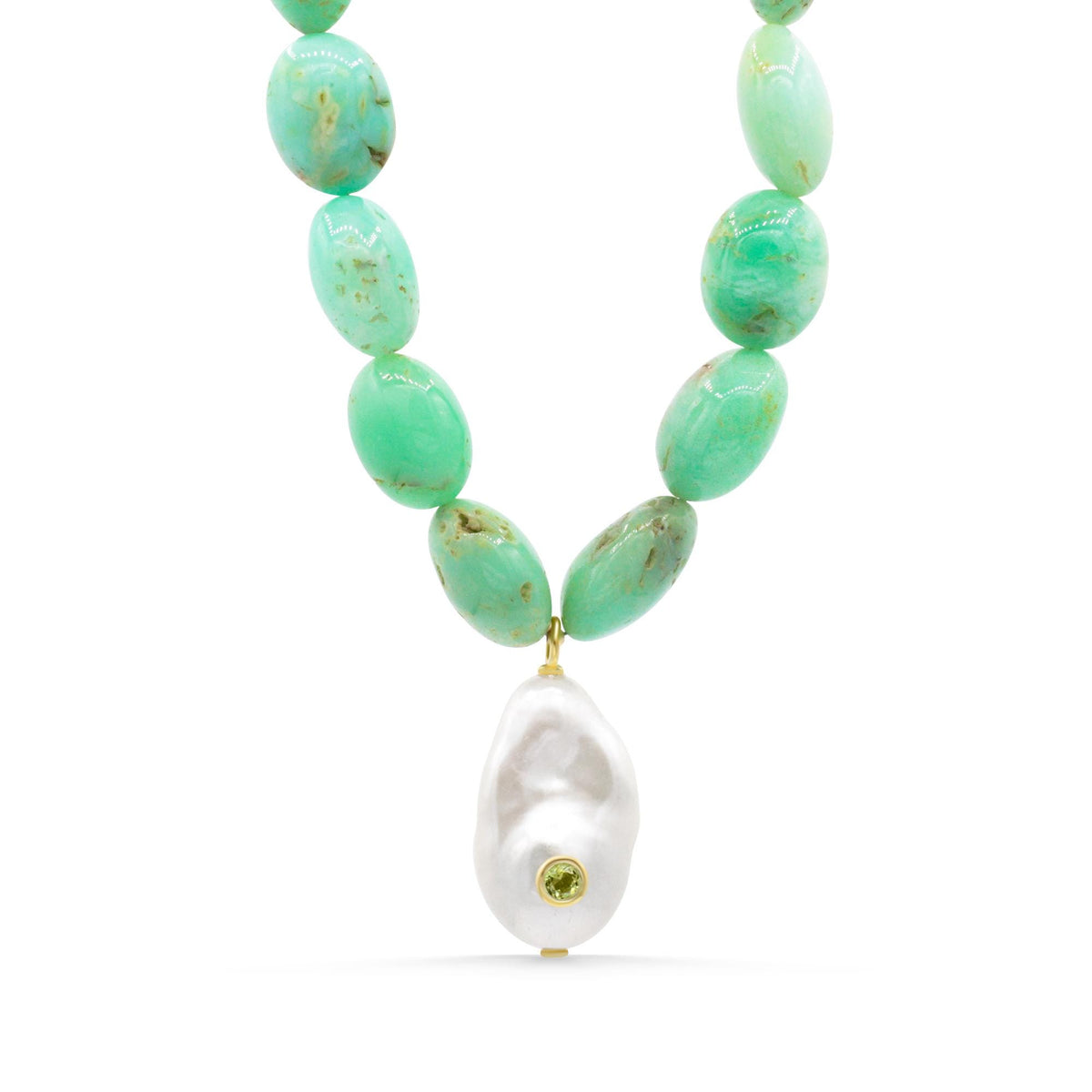 Chrysoprase Dream Necklace - Pearl, Peridot