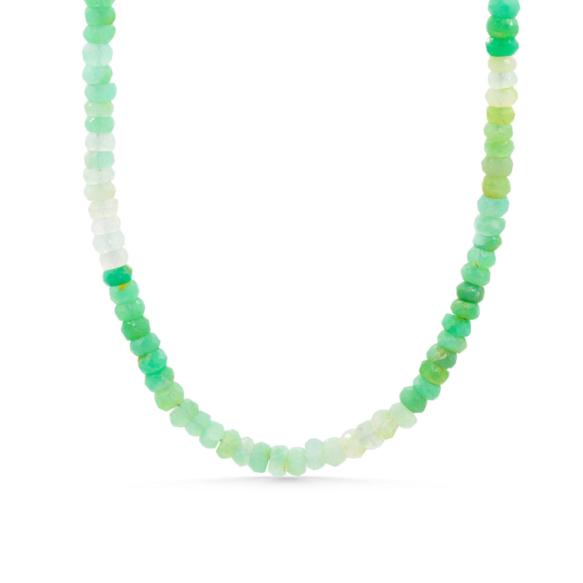 Heart-shaped Chrysoprase necklace from Earthly Abundance featuring a vibrant green gemstone pendant on a delicate chain.