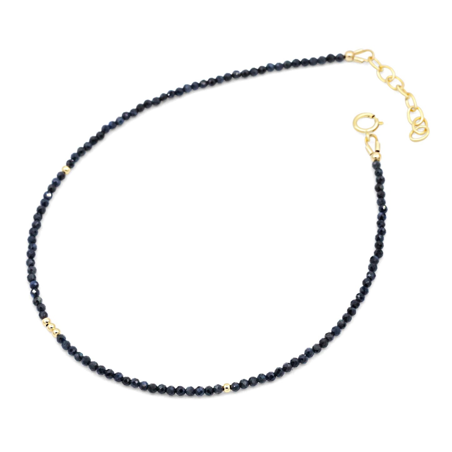 Blue Sapphire Anklet – Dainty Sapphire Anklet in Sterling Silver, Gold Filled or Solid Gold • Minimalist Gemstone Anklet • September