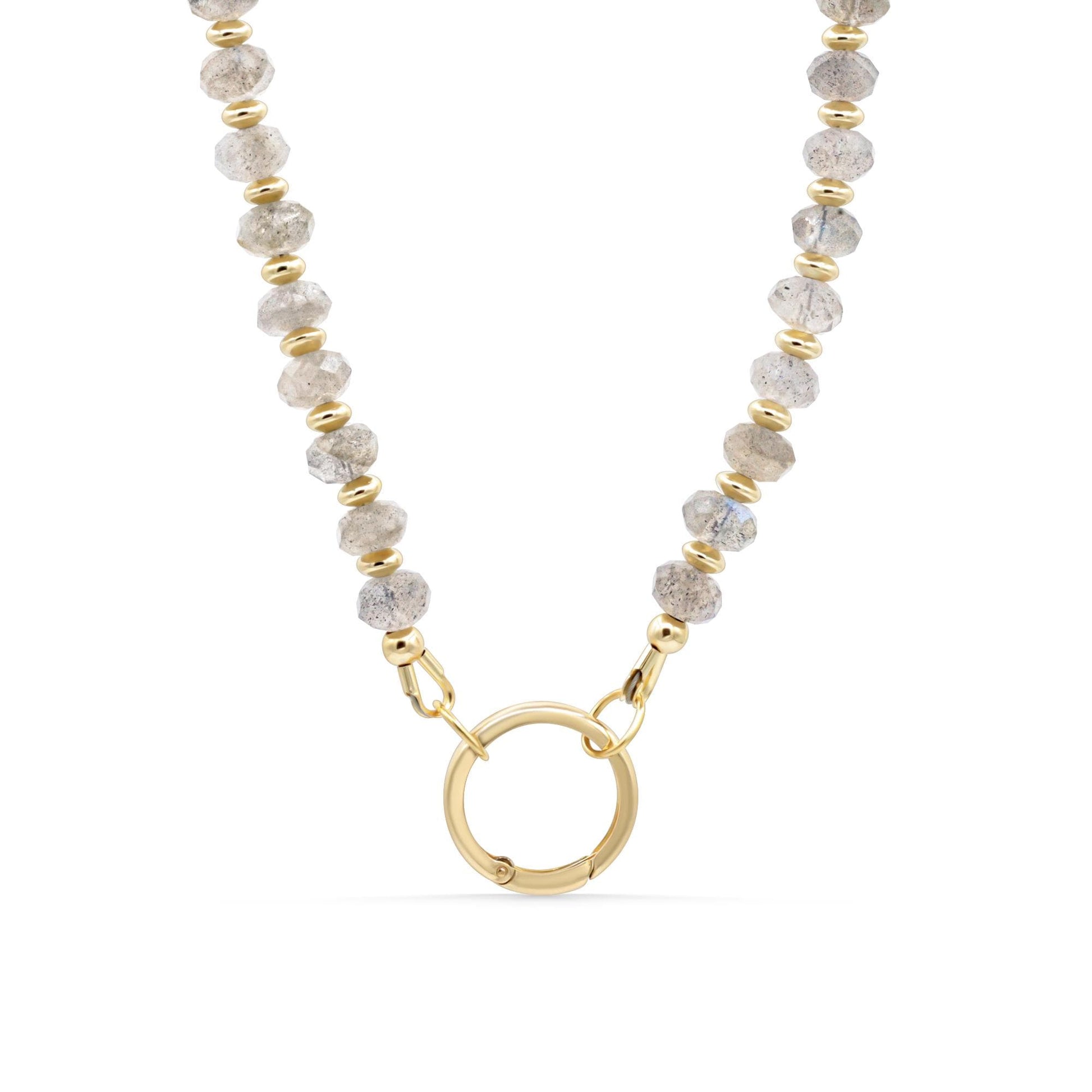 Labradorite carabiner necklace | beaded labradorite necklace | [ENLP1465] AAA labradorite necklace | gold labradorite necklace | labradorite
