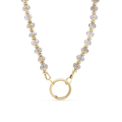 Labradorite carabiner necklace | beaded labradorite necklace | [ENLP1465] AAA labradorite necklace | gold labradorite necklace | labradorite