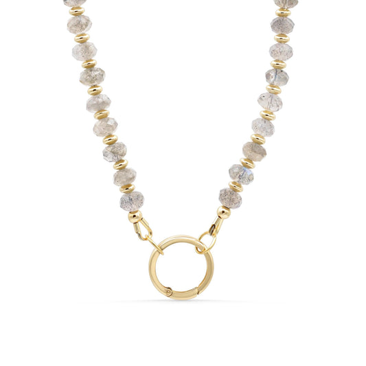 Labradorite carabiner necklace | beaded labradorite necklace | [ENLP1465] AAA labradorite necklace | gold labradorite necklace | labradorite