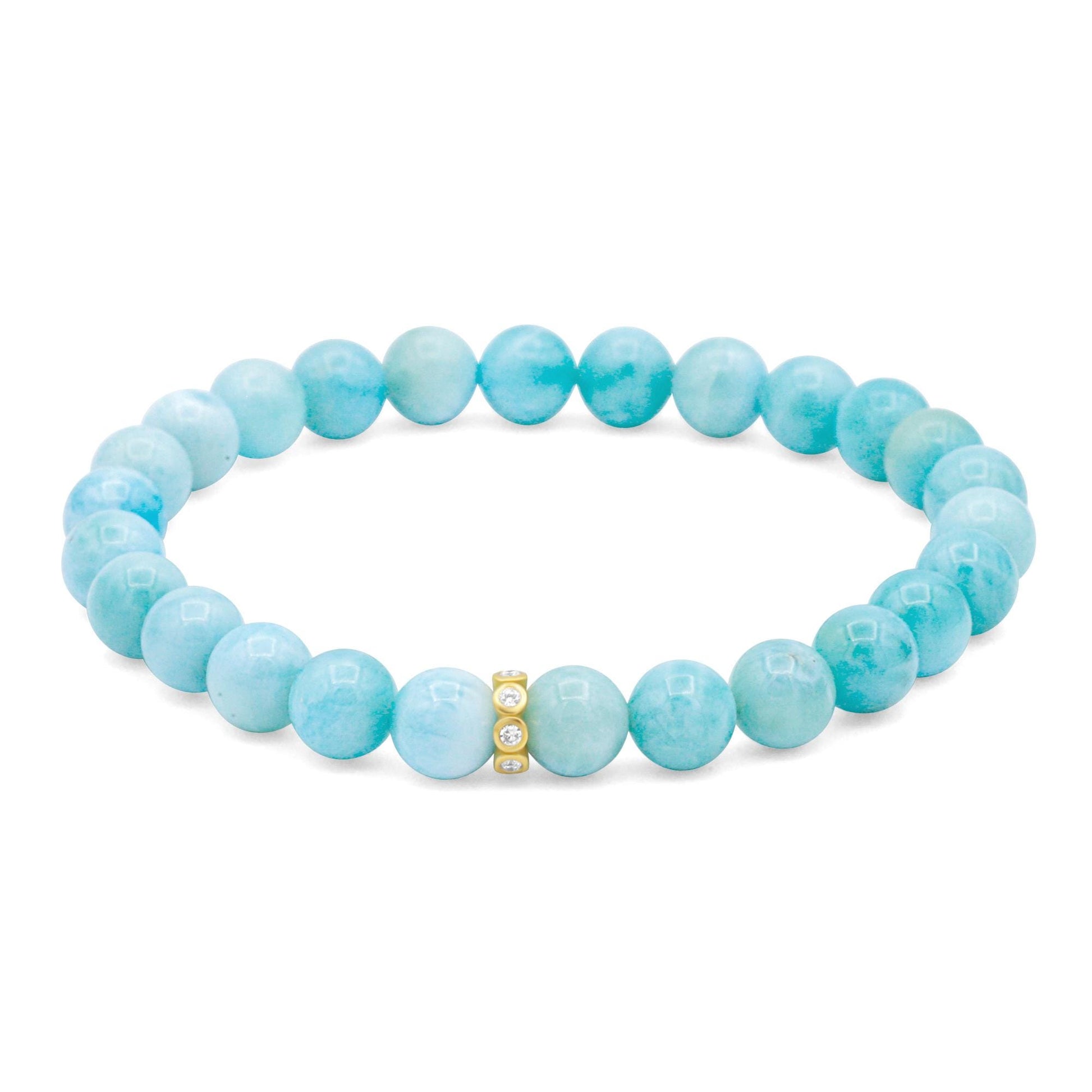 Larimar bracelet 8mm - 14K