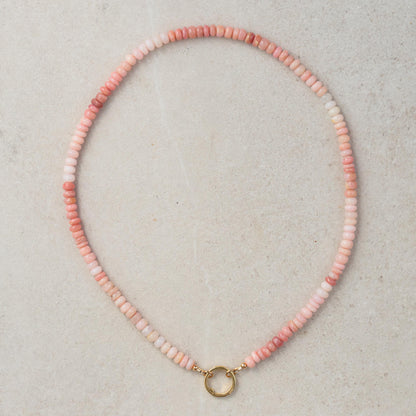 Cotton Candy Pink Opal Necklace by Earthly Abundance featuring a vibrant pink opal pendant on a delicate chain.