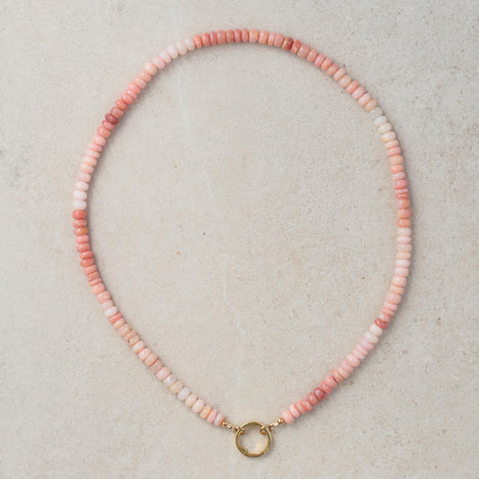 Cotton Candy Pink Opal Necklace by Earthly Abundance featuring a vibrant pink opal pendant on a delicate chain.