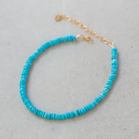 Endless Summer Anklet | Sleeping Beauty Turquoise Anklet | Genuine Turquoise Anklet | 14K Gold Filled Anklet | Beach Jewelry