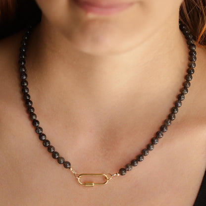 Iolite Necklace | Genuine Iolite Carabiner Necklace | Gold Filled or Sterling Silver | Intuition Stone Jewelry