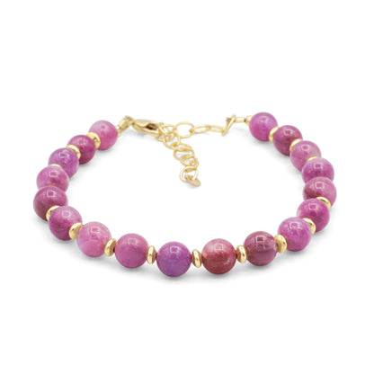Ruby Bracelet, Genuine Ruby Bracelet, July Birthstone Jewelry, 14K Gold Filled Bracelet, Adjustable Ruby Jewelry