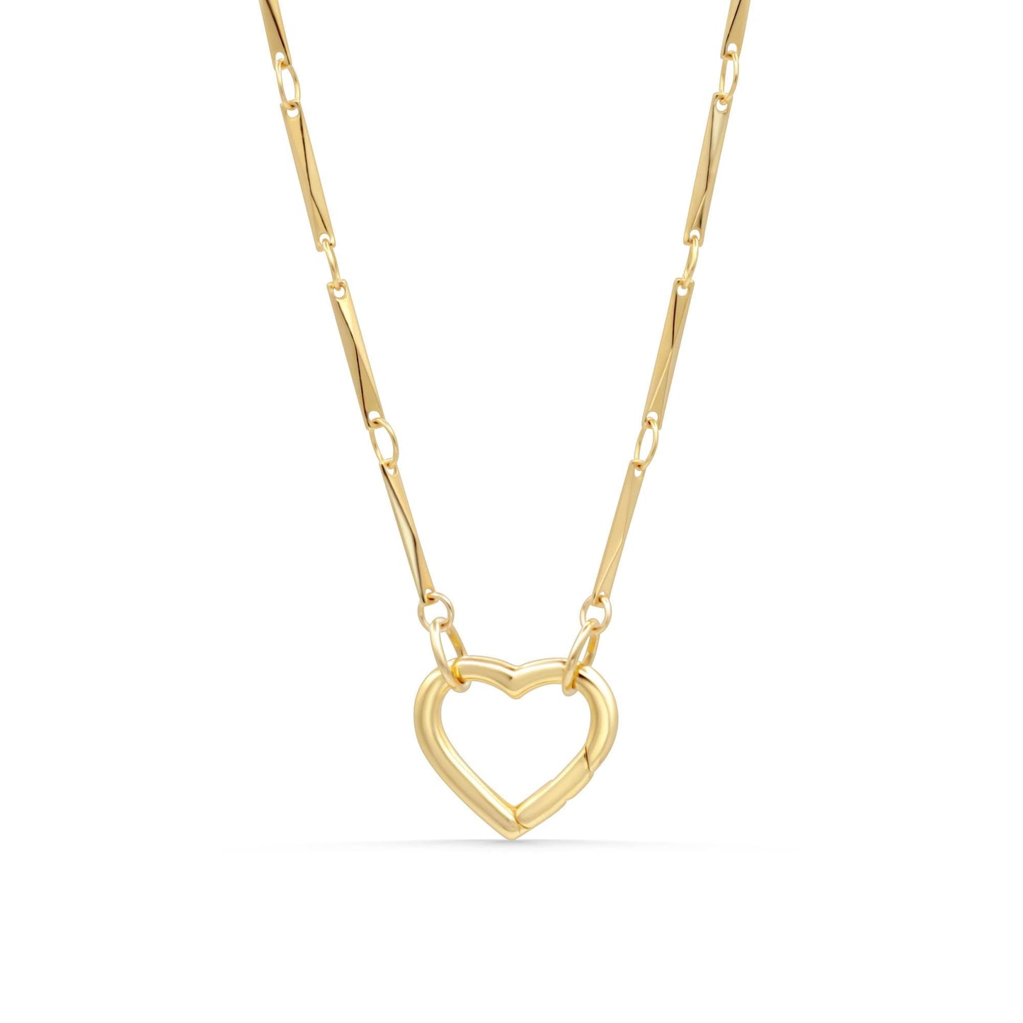 14K Gold Filled Heart Necklace, gold filled carabiner necklace | everyday gold necklace | paperclip chain jewelry