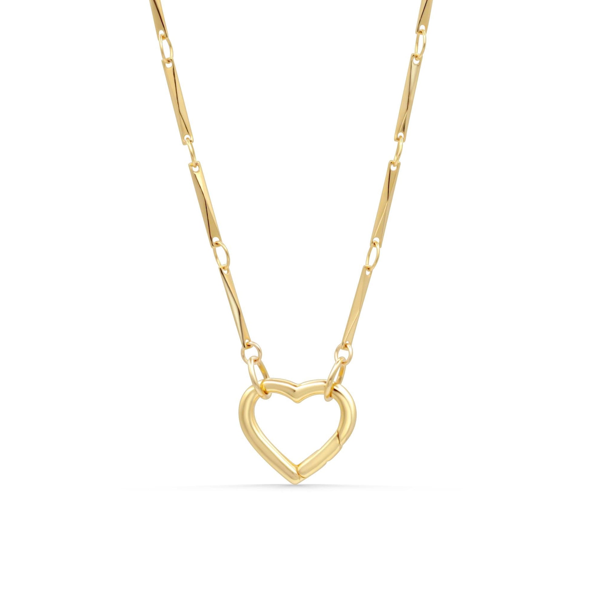 14K Gold Filled Heart Necklace, gold filled carabiner necklace | everyday gold necklace | paperclip chain jewelry