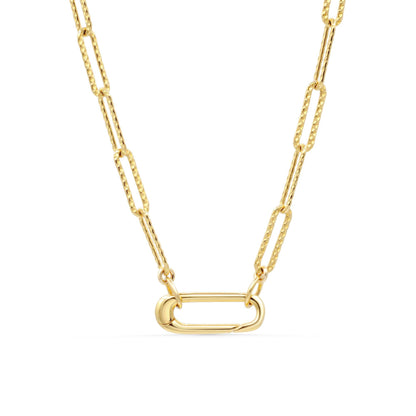 Gold Filled Paperclip Chain Necklace, Rectangle Carabiner Necklace, Front Clasp Necklace, Minimalist Gold Necklace