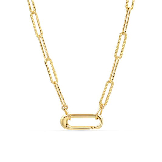 Gold Filled Paperclip Chain Necklace, Rectangle Carabiner Necklace, Front Clasp Necklace, Minimalist Gold Necklace