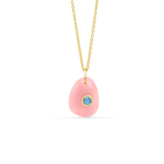 Bluebird Pendant | Pink Opal & Swiss Blue Topaz Pendant | [EPPM4554] Sterling Silver or Gold Vermeil Necklace