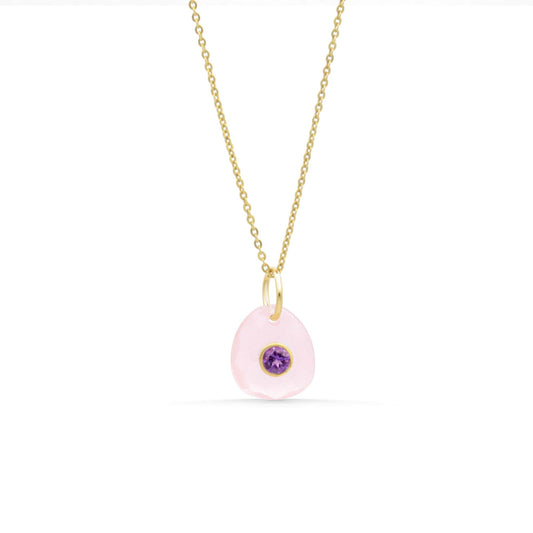 Roselight Pendant - Rose quartz with Amethyst