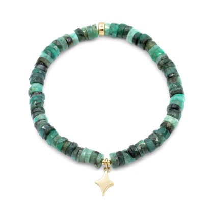 14K Emerald North Star Bracelet | Emerald bracelet [] | Emerald jewelry | Beaded emerald jewelry | Dainty Beaded Bracelet | *BSS