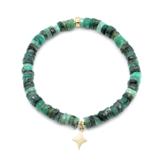 14K Emerald North Star Bracelet | Emerald bracelet [] | Emerald jewelry | Beaded emerald jewelry | Dainty Beaded Bracelet | *BSS