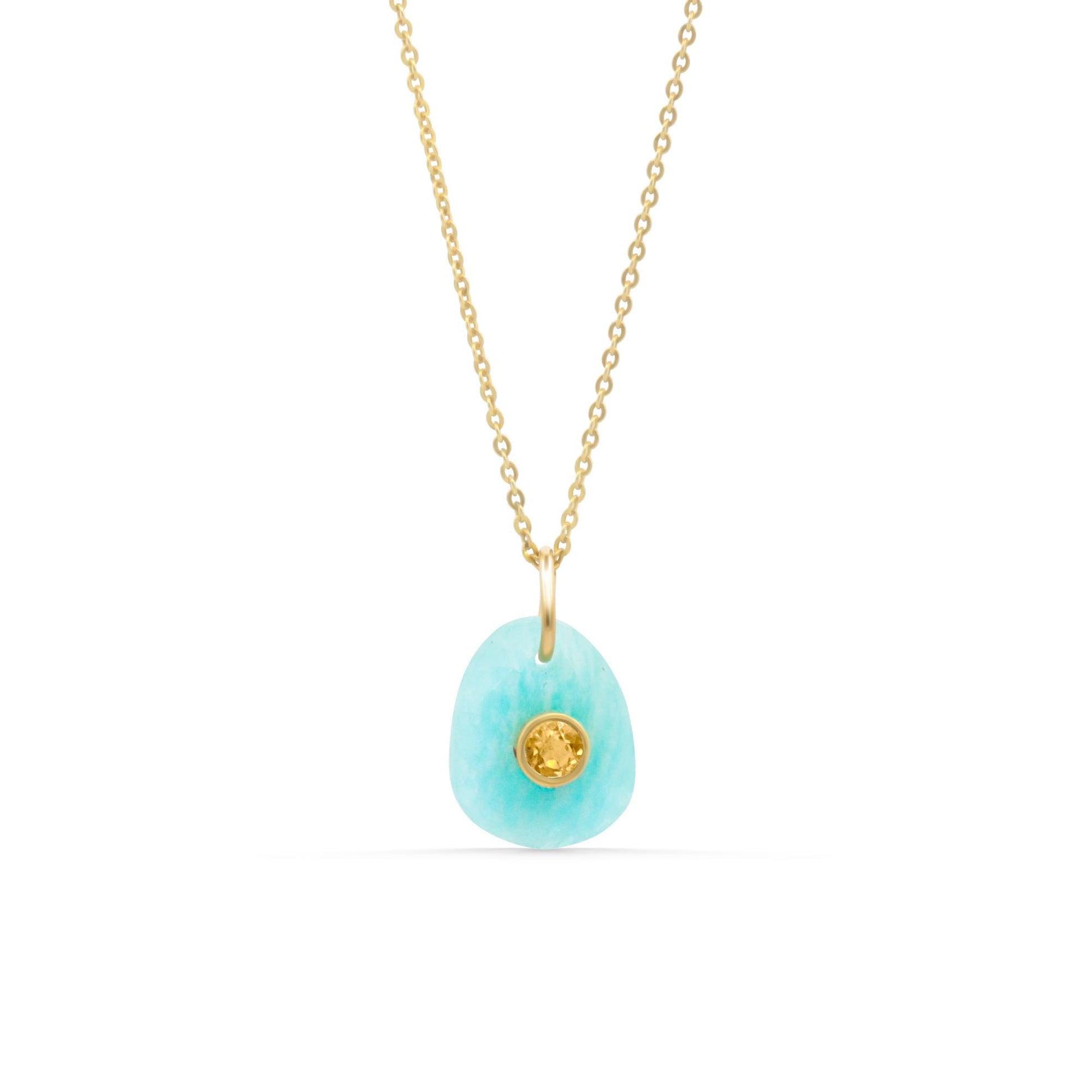 Golden Tide Pendant – Amazonite with Citrine