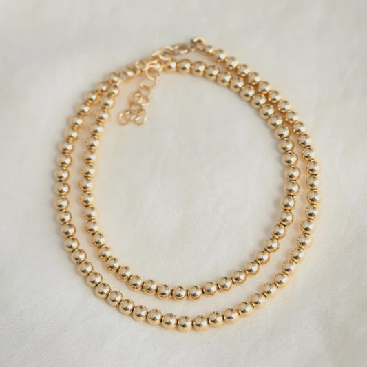 14k Gold Filled Necklace 4mm, Gold Choker, Layering Necklace, Beaded gold filled necklace | 4mm gold filled beaded necklace #0182