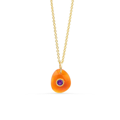 Flame & Violet Pendant - Carnelian Pendant & Amethyst