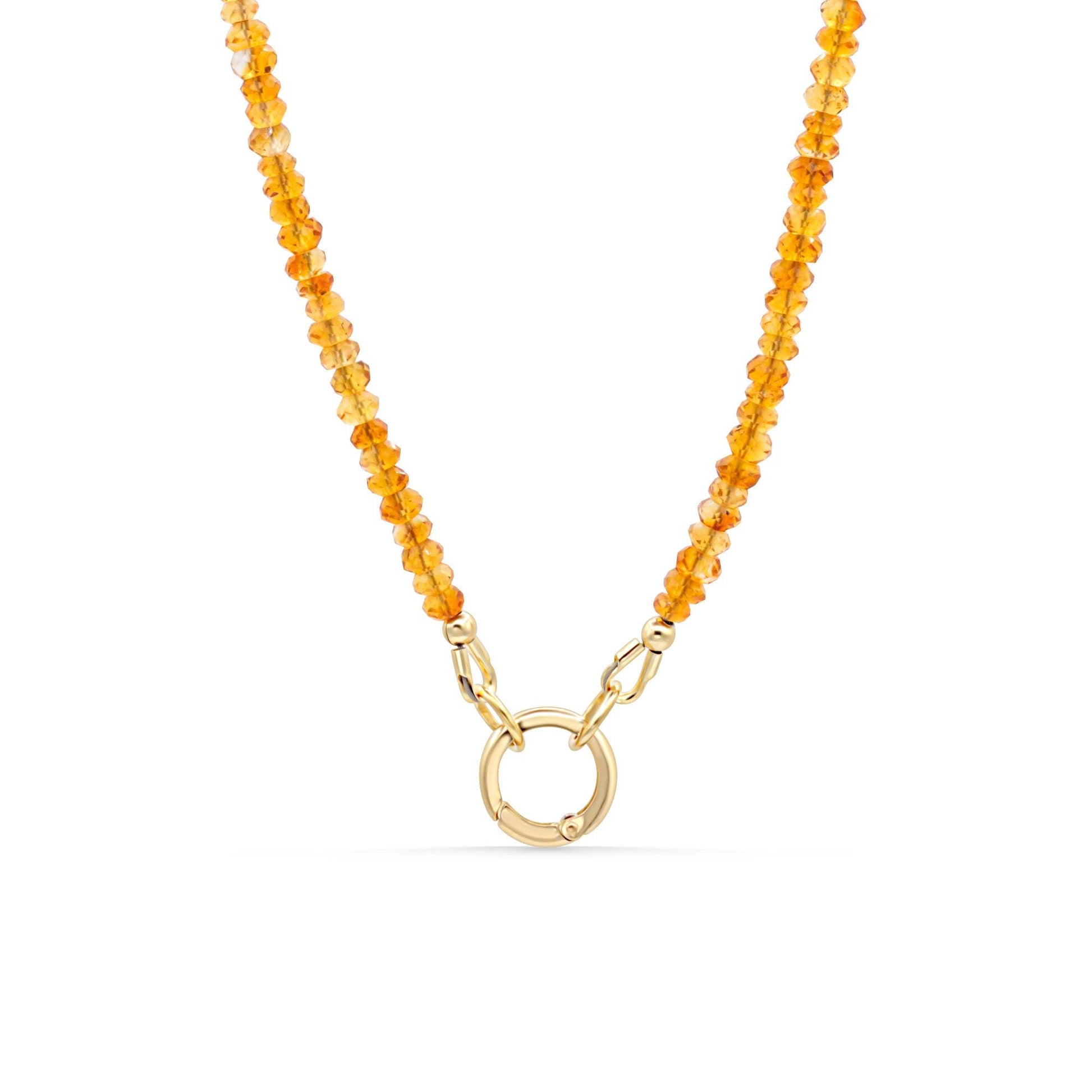 Solaris Citrine Necklace | Citrine Carabiner Necklace, Genuine Citrine Necklace, 14K Gold Filled Necklace, Citrine Charm Holder
