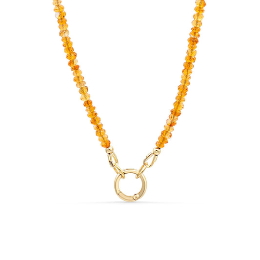 Solaris Citrine Necklace | Citrine Carabiner Necklace, Genuine Citrine Necklace, 14K Gold Filled Necklace, Citrine Charm Holder