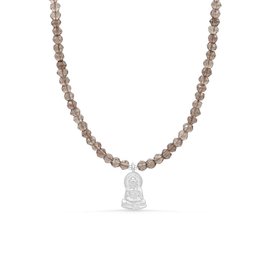 Smoky Quartz Buddha Necklace, Sterling Silver Buddha Pendant, Grounding Crystal Necklace, Protection Jewelry, Meditation Necklace