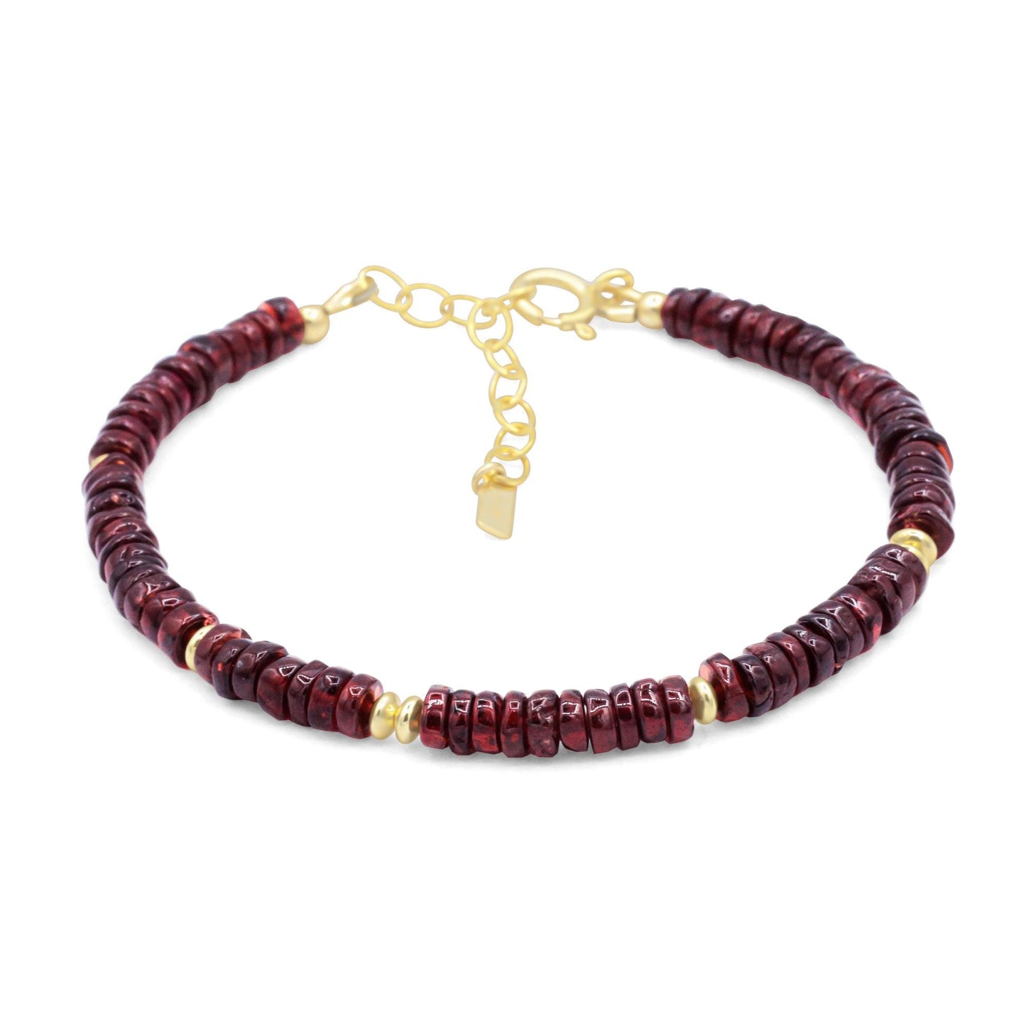 Garnet Bracelet, Genuine Garnet Jewelry, 14K Gold Filled Bracelet, January Birthstone Bracelet, Red Gemstone Bracelet, Adjustable Garnet