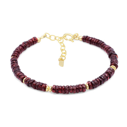 Garnet Bracelet, Genuine Garnet Jewelry, 14K Gold Filled Bracelet, January Birthstone Bracelet, Red Gemstone Bracelet, Adjustable Garnet
