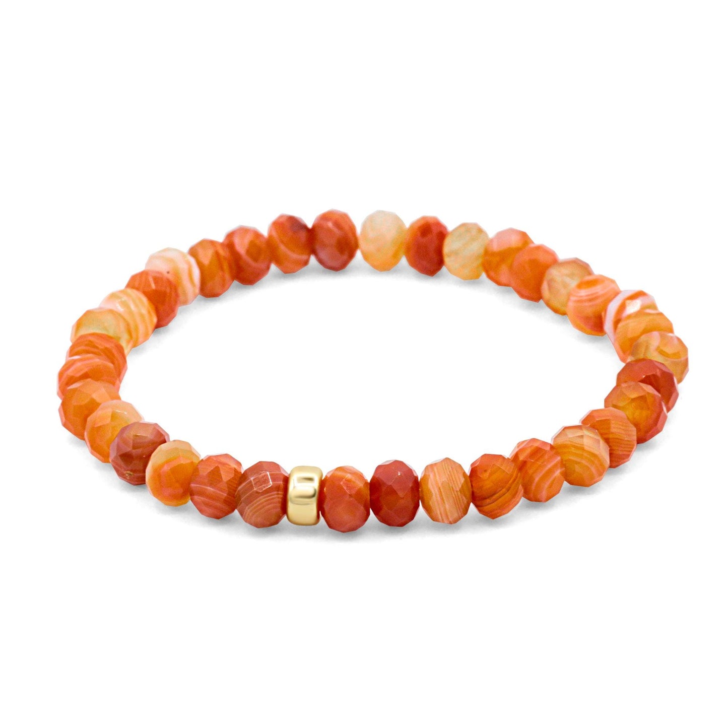 Sunrise Botswana Agate Bracelet | Orange Botswana Agate Bracelet, Solid 14K Gold Bracelet, Genuine Botswana Agate, Faceted Gemstone Bracelet