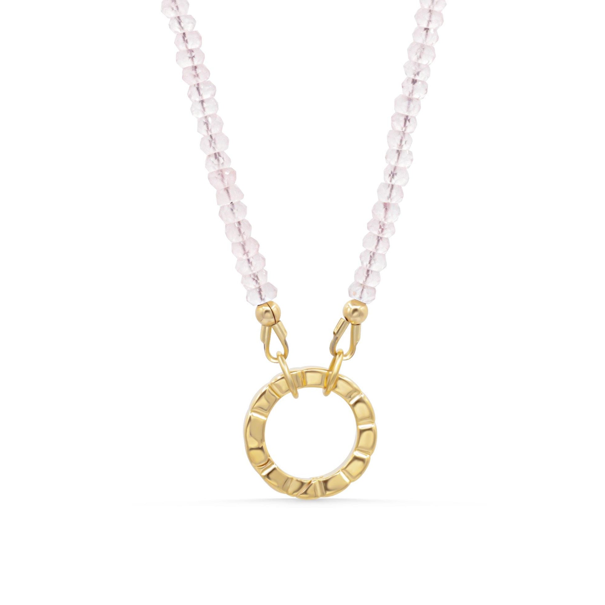 Circle of Love Rose Quartz Carabiner Necklace | Rose Quartz Jewelry, Love Necklace, Layering Necklace, Pink Gemstone