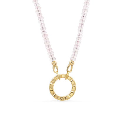 Circle of Love Rose Quartz Carabiner Necklace | Rose Quartz Jewelry, Love Necklace, Layering Necklace, Pink Gemstone