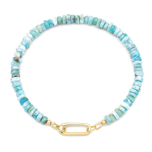 Larimar White Topaz Carabiner Bracelet