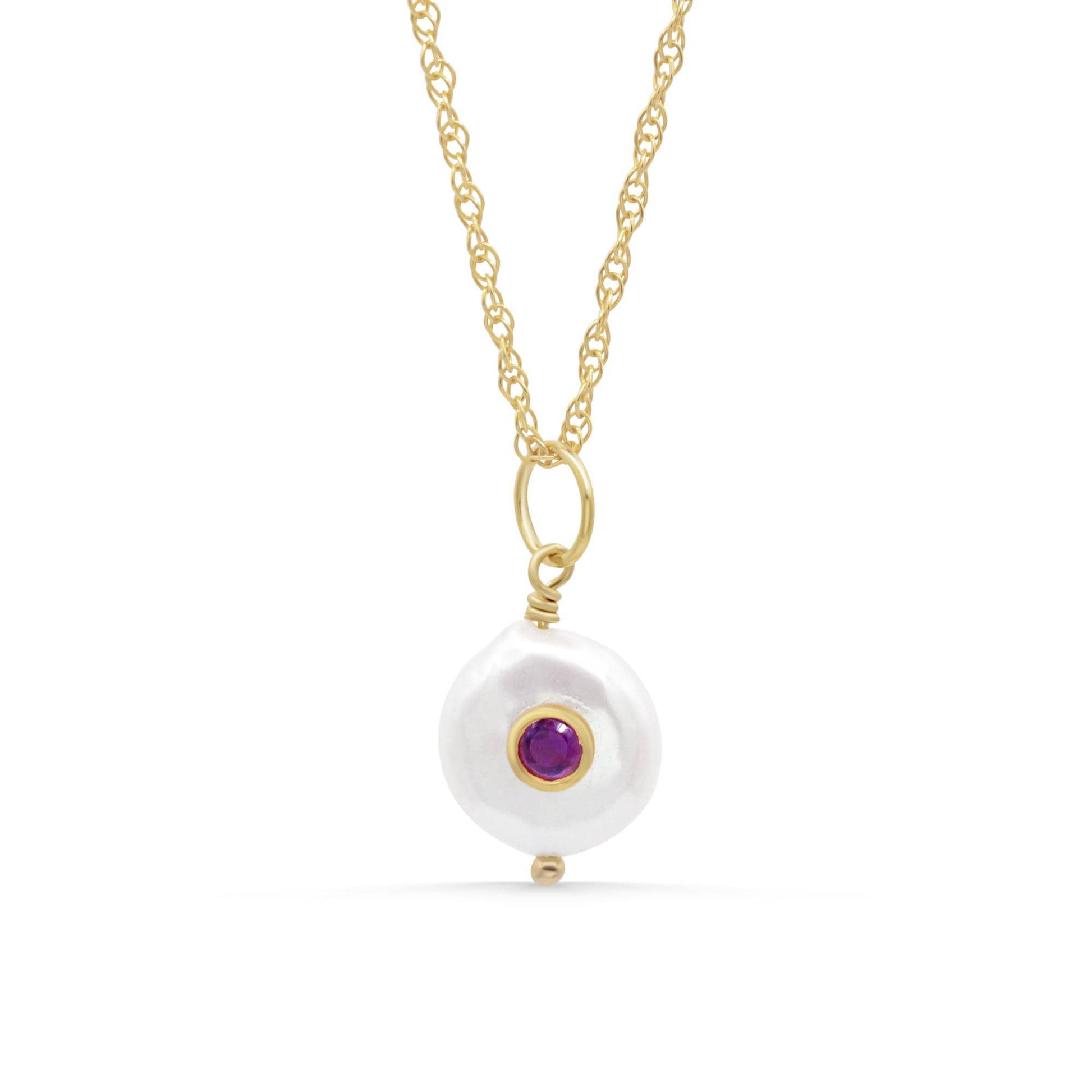 Lavender Tide Pearl Pendant | Freshwater Pearl Citrine Pendant | [EPAM1118] Pearl Necklace | Gold Vermeil Citrine Charm | 14K Gold Filled