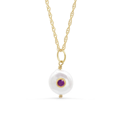 Lavender Tide Pearl Pendant | Freshwater Pearl Citrine Pendant | [EPAM1118] Pearl Necklace | Gold Vermeil Citrine Charm | 14K Gold Filled