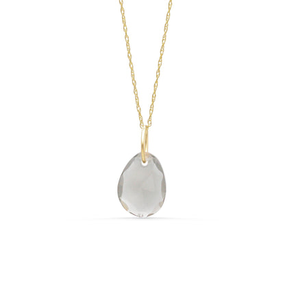 Grey Moonstone Pendant | Genuine Moonstone Necklace | Faceted Moonstone Charm | 14K Gold Pendant | Intuition Crystal Necklace