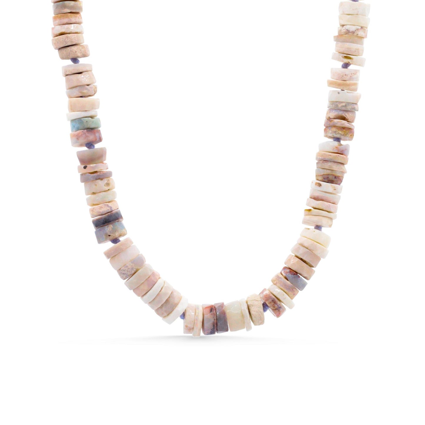 Australian Opal Necklace Gold Filled, Heishi Opal Necklace 5.5mm, Faceted Opal Choker, Knotted Gemstone Necklace, One of a Kind