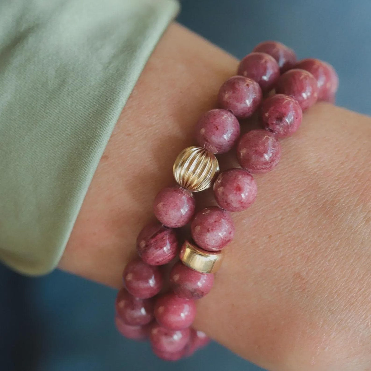 Rare Thulite 8mm | AAAA+ thulite, vibrant thulite bracelet | Pink THULITE Bracelet | Thulite for love, gratitude, healing #0298