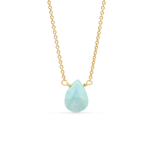 Turquoise Ocean Drop necklace by Earthly Abundance featuring a vibrant turquoise pendant on a delicate chain.