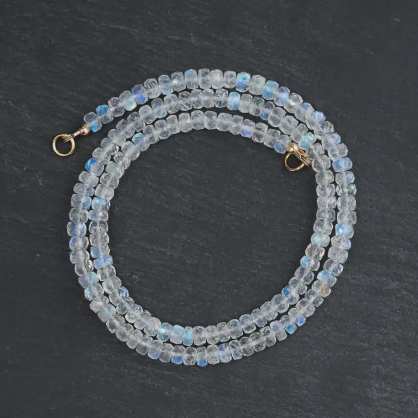 Rainbow Moonstone Necklace, Moonstone carabiner necklace, [ENMM1785] AAAA+ Moonstone beaded necklace, June birthstone, Moonstone