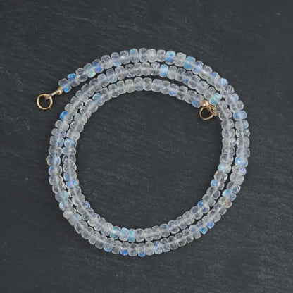 Rainbow Moonstone Necklace, Moonstone carabiner necklace, [ENMM1785] AAAA+ Moonstone beaded necklace, June birthstone, Moonstone