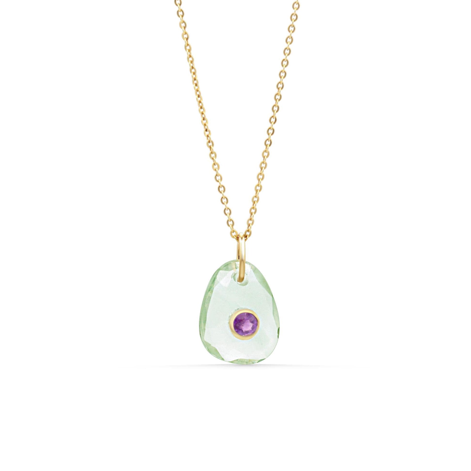 Liora Pendant Pendant -Green Amethyst & Amethyst