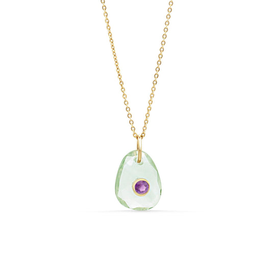 Liora Pendant Pendant -Green Amethyst & Amethyst